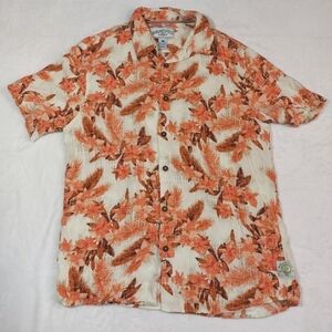 Margaritaville Men's Tropical Hawaiian Floral Print Button Up Shirt Size Large